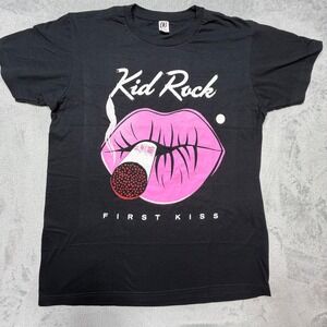 2010s Black Cotton Kid Rock First Kiss Graphic T-Shirt Rock Concert Large Rock